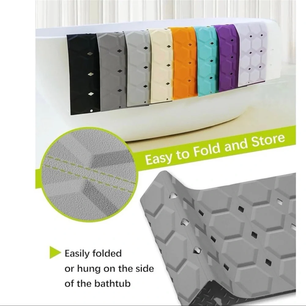 Silicone Bathtub Shower Mat Non Slip,‎ Foldable Bath Mat for Tub 28